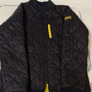 Barbour Kids Black Quilted Jacket with Yellow Details